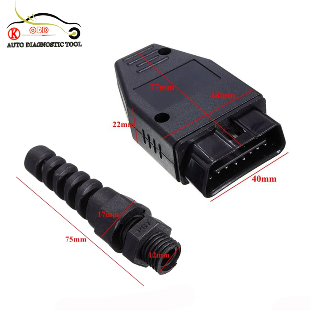 16 Булавки OBD 2 OBDII Мужской разъем адаптера подключения инструмента диагностики |