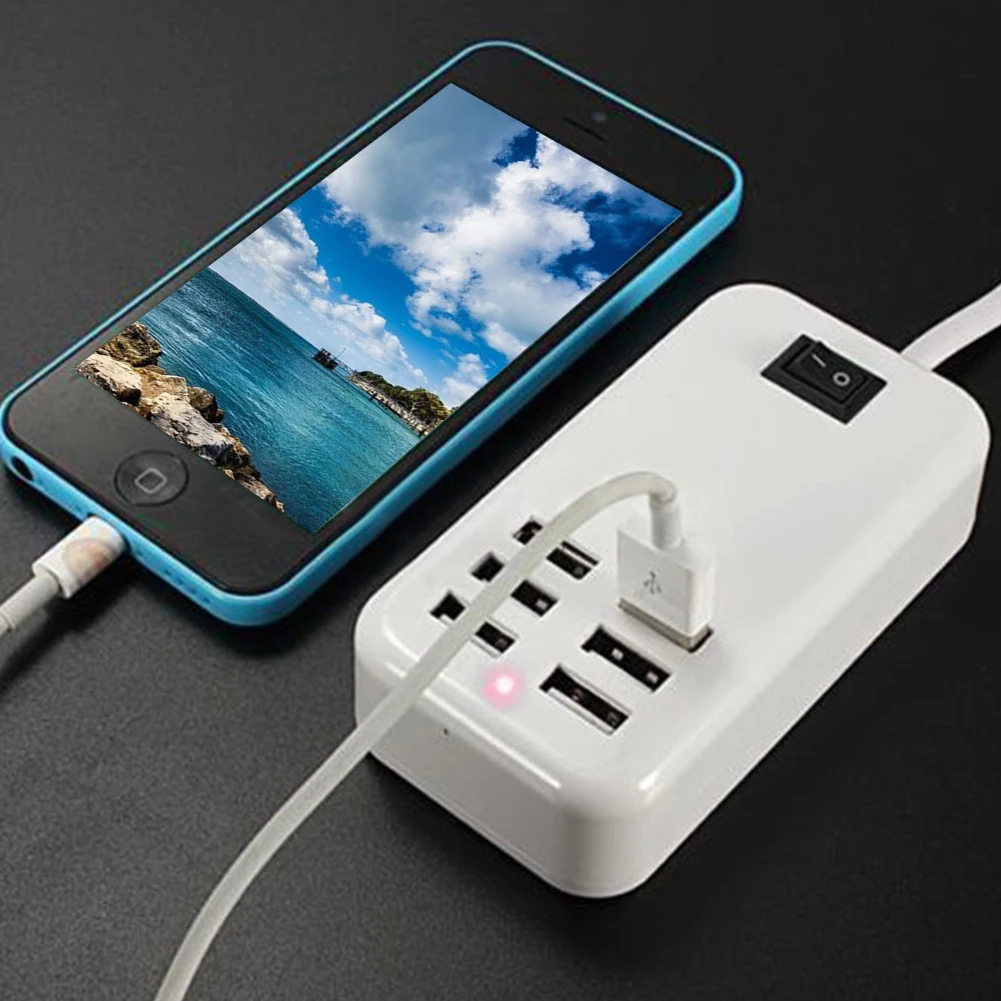 6 Порты usb Зарядное устройство концентратора 6A Desktop EU/US настенная розетка зарядки