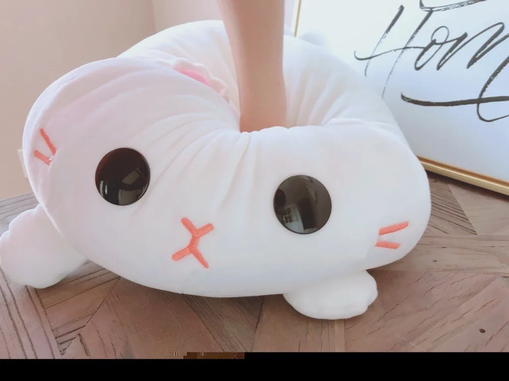 Kawaii Белый Кот в форме пуха хлопчатобумажная мягкая кукла котенок плюшевая