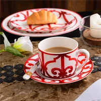 high grade bone china chinese red coffee cup ceramic tea black tea cup dish animal tablewar set wedding and housewarming gifts