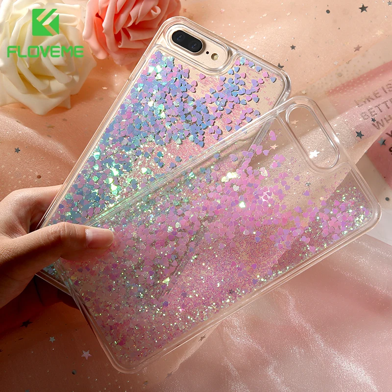 FLOVEME блестящий чехол для iPhone 7 8 Plus Quicksand 6 6s 5 5S SE телефона Fundas |