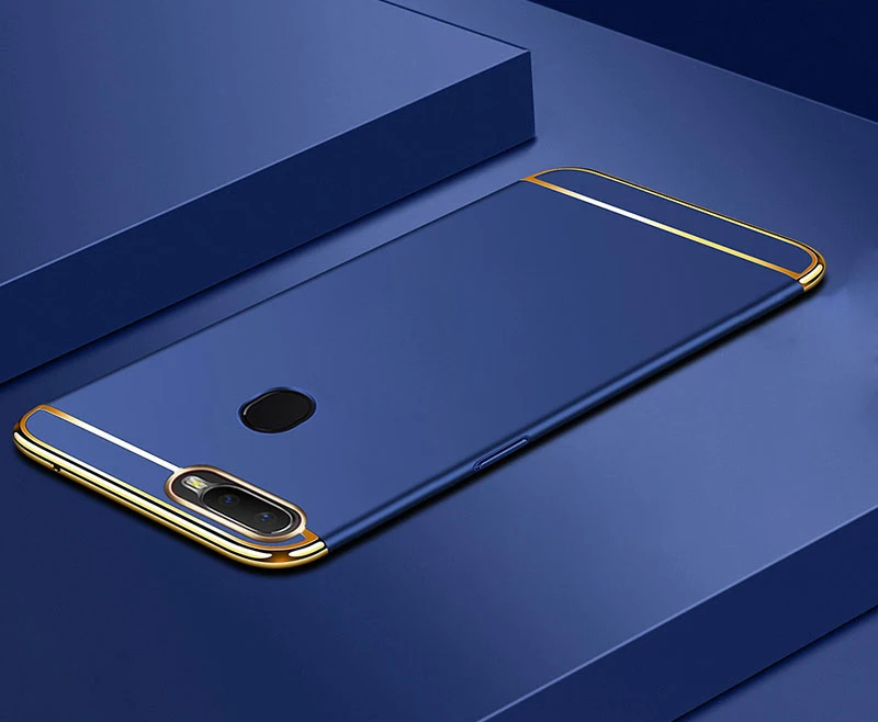 Синий Чехол для телефона для oppo A5s, Роскошный чехол 3 в 1, тонкий матовый Жесткий Чехол для задней панели, чехол s для oppo A5 PBFM00, чехол для мобильного телефона, Fundas, 6,2 дюймов - Цвет: Синий