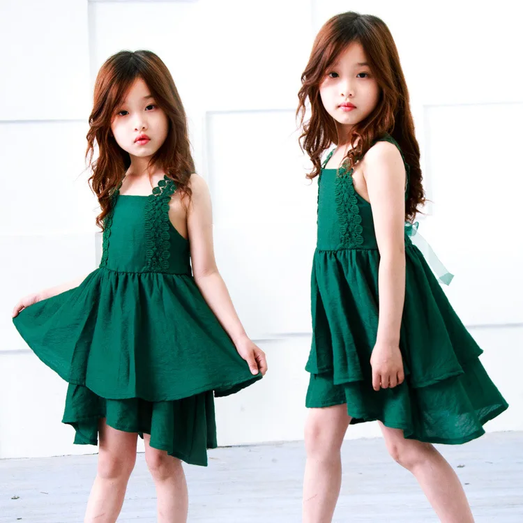 Children's Wear 2018 Summer Children Cotton Linen Sling Swallow Tail Dress Baby Girl Western Style Princess Dress. | Детская одежда