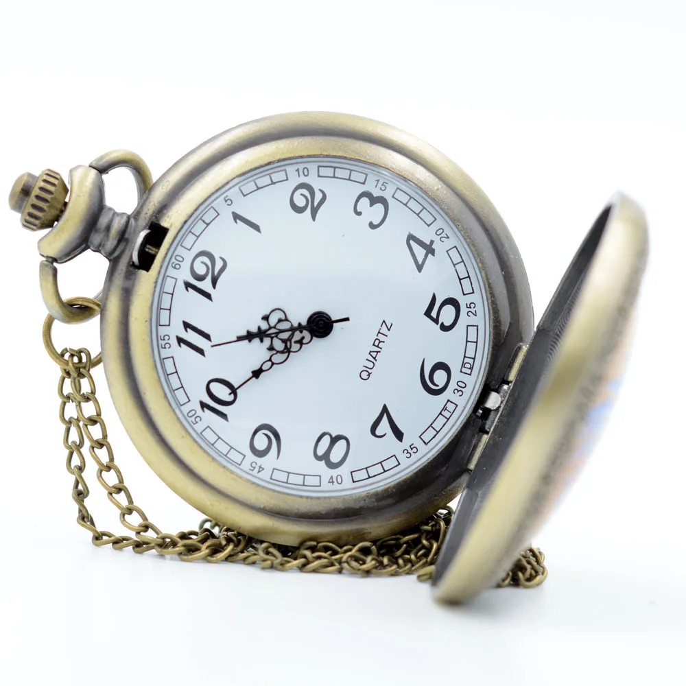 Новые модные кварцевые карманные часы с бронзовым черепом и глазами Бога