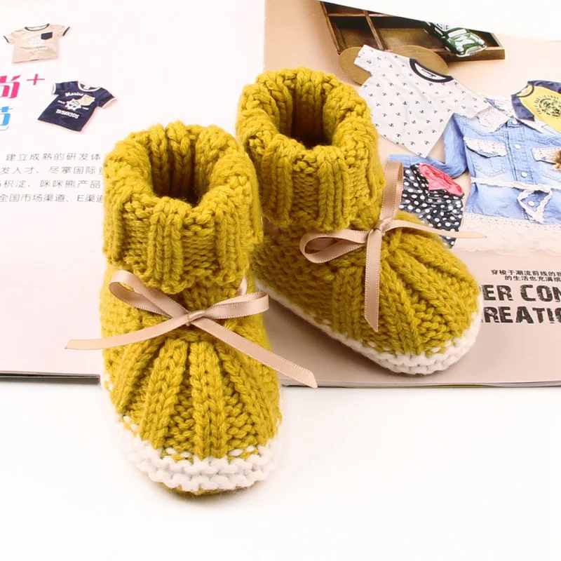 Обувь для новорожденных девочек нескользящие Зимние теплые детские ботиночки