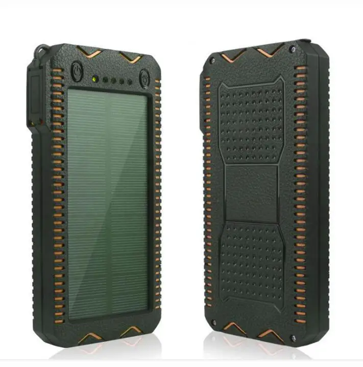 Оранжевый 15000mAh солнечный банк питания Портативный внешний аккумулятор на солнечной батареи зарядное устройство с электрическая зажигалка для сигарет для смартфона - Цвет: Оранжевый