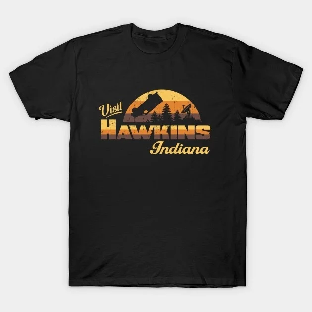 Sunfiz HJN унисекс Netflix Fandom Graphic Tee посетить Hawkins Индиана очень странные дела