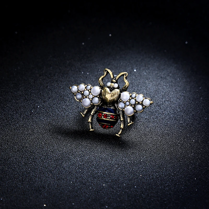 KISS ME Vintage Rings for Women Wholesale Zinc Alloy Imitation Pearl Rhinestone Bee Ring Fashion Jewelry Accessories | Украшения и