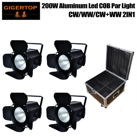 4in1 flight case Gigertop TP-P67 200 Вт COB Алюминий Led Par свет шторки угол луча регулируемый/беспроводной 2,4 г Приемник оснащен дистанционное управление - Цвет: 4in1 flight case