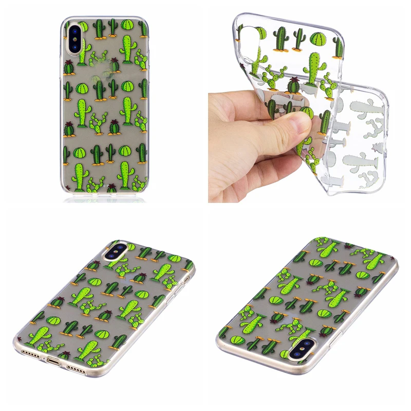 Unicorn Cactus Soft TPU Case for Iphone X 8 Plus 7 6 6S Watermelon Flamingo Love Heart Clear Silicone Cartoon Cover 300PCS |