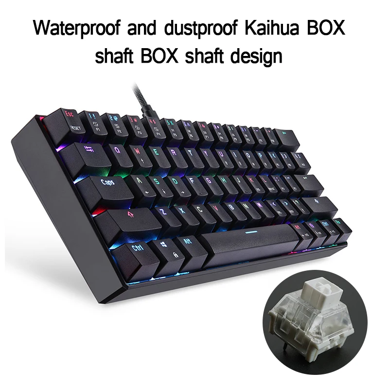 MOTOSPEED CK61 Проводная Механическая клавиатура RGBLED подсветка 61 клавиша USB 2,0 Kailh BOX синие переключатели игровая клавиатура для ПК рабочего стола