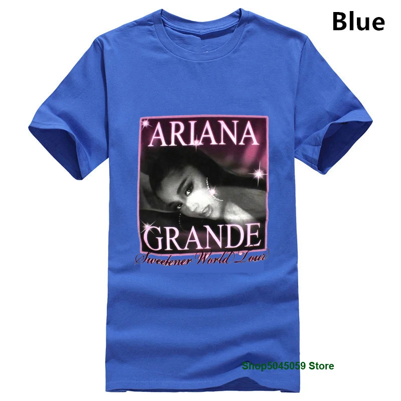 Синий Ariana Grande Sweetener World Tour Футболка белая большая спасибо следующая большая скидка Хлопковая мужская футболка с принтом Футболка с круглым вырезом - Цвет: Синий