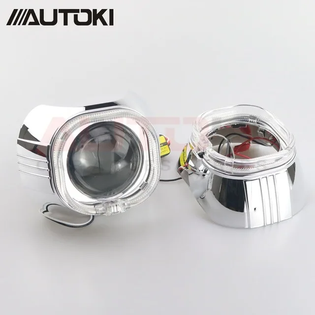 Red Autoki 3 дюйм(ов) H4 Koito Q5 D2H Bi-ксеноновых фар, Высокопрочная конструкция линзы прожекторного типа+ светодиодные лампы DRL руководство кожух для автомобильных headligh - Цвет: Red