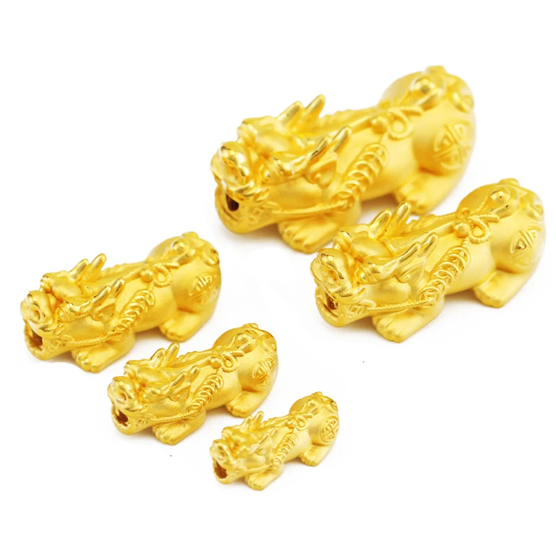 Новое поступление Чистый 999 24k желтое золото 3D Pixiu бисера Кулон 1 5 2g среднего