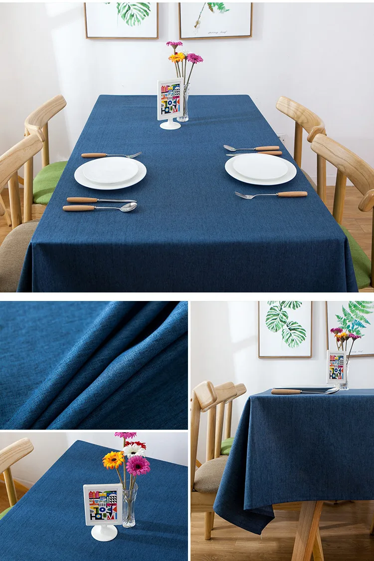

SunnyRain 1-Piece Linen Tablecloth Waterproof Table Cloth for Dining Table Rectangle Table Cover