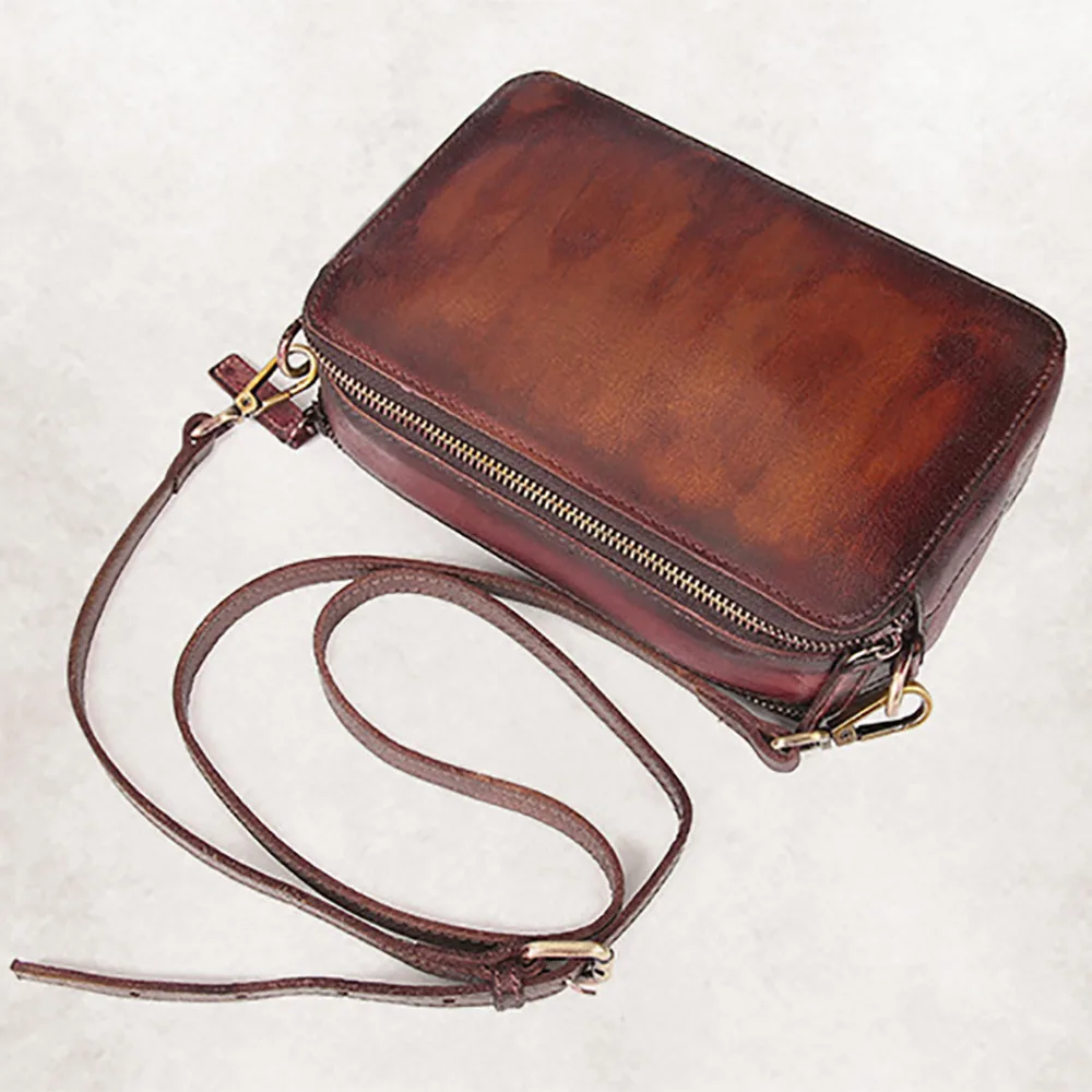 2017 Женская сумка мессенджер из натуральной кожи винтажная маленькая квадратная