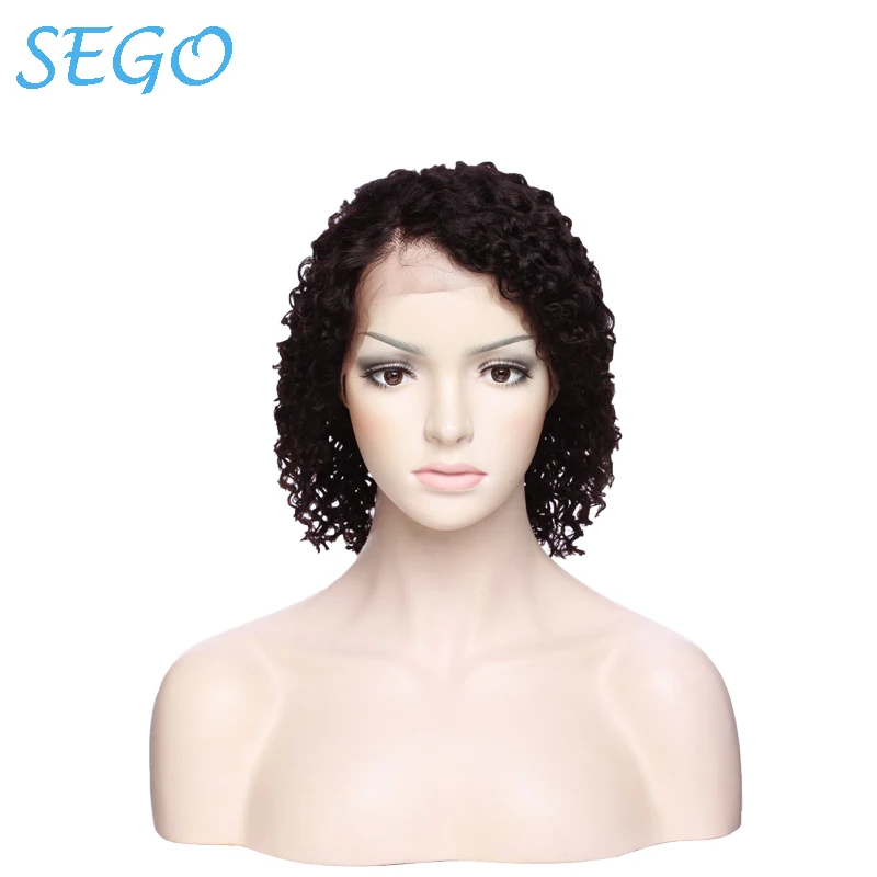 SEGO 13*4 Короткие парики из натуральных волос на шнурках 8 14 дюймов 130% плотность