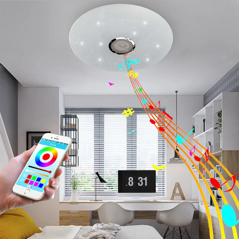 Умный Bluetooth потолочный светильник светодиодный Современный Простой ультра-тонкий приложение+ дистанционный музыкальный светильник детская комната гостиная спальня светильник