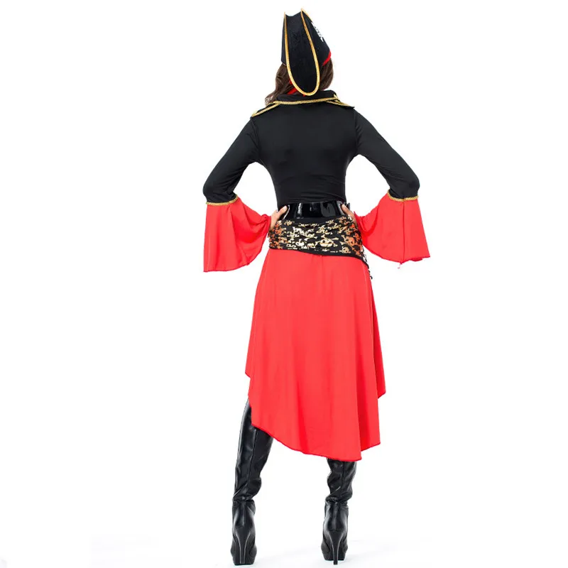 

Sexy Red Female Warrior Queen Cosplay Woman Halloween Pirate Costumes Carnival Purim stage play Masquerade Nightclub Party dress