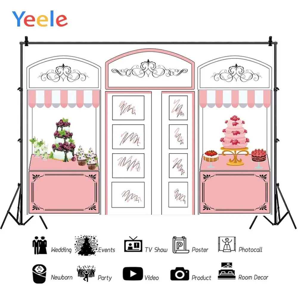 Фоны Yeele для фотосъемки детей с изображением торта мороженого пекарни двери
