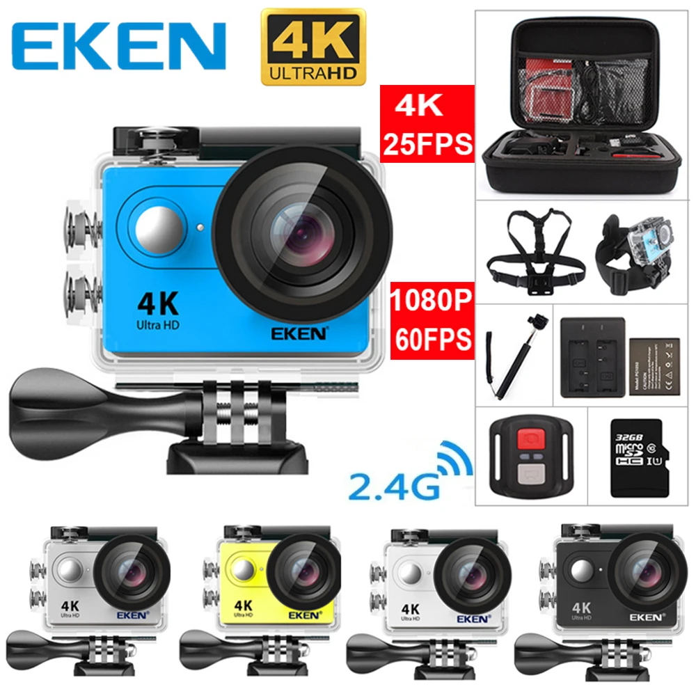 Новинка 100% оригинальная Экшн камера Eken H9 / H9R Ultra HD 4K водонепроницаемость до 30 м