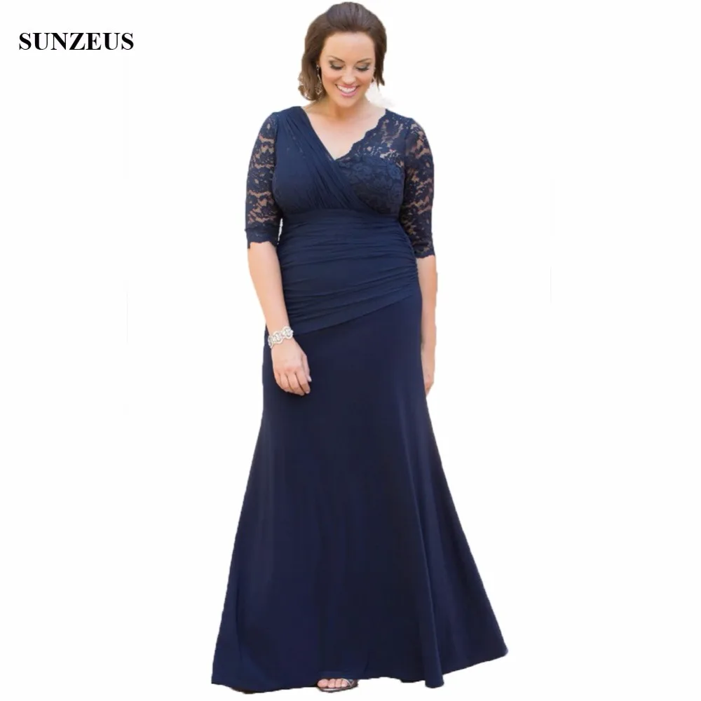 Кружевные платья для матери невесты с коротким рукавом и V образным вырезом