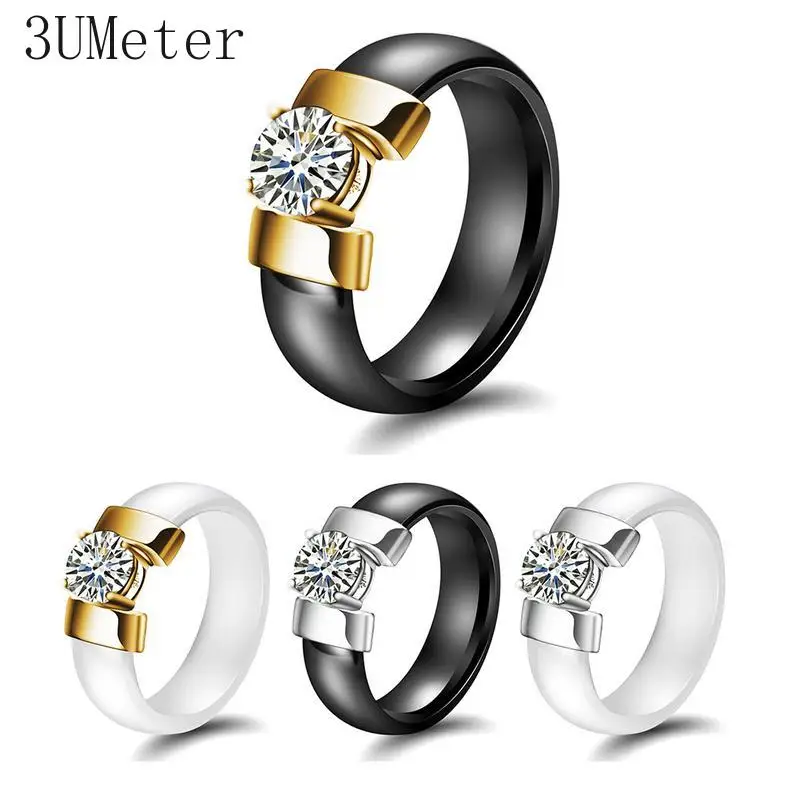 3UMeter 2019 Новое Стильное керамическое черное белое кольцо для влюбленных не