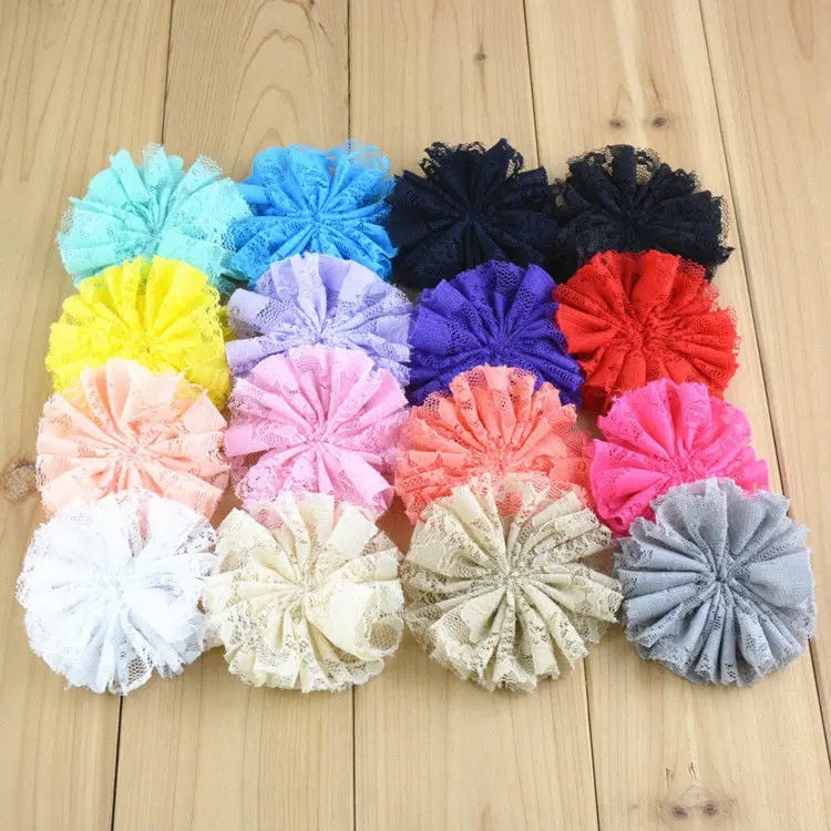 100 шт./лот Новые товары 3 дюйма искусственные однотонные кружевные цветы с плоской