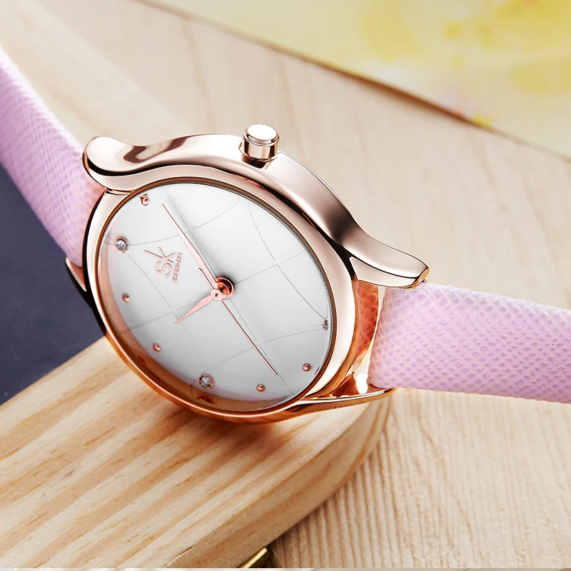 Shengke Роскошные Кварцевые часы женские модные с кожаным ремешком Montre Femme 2021