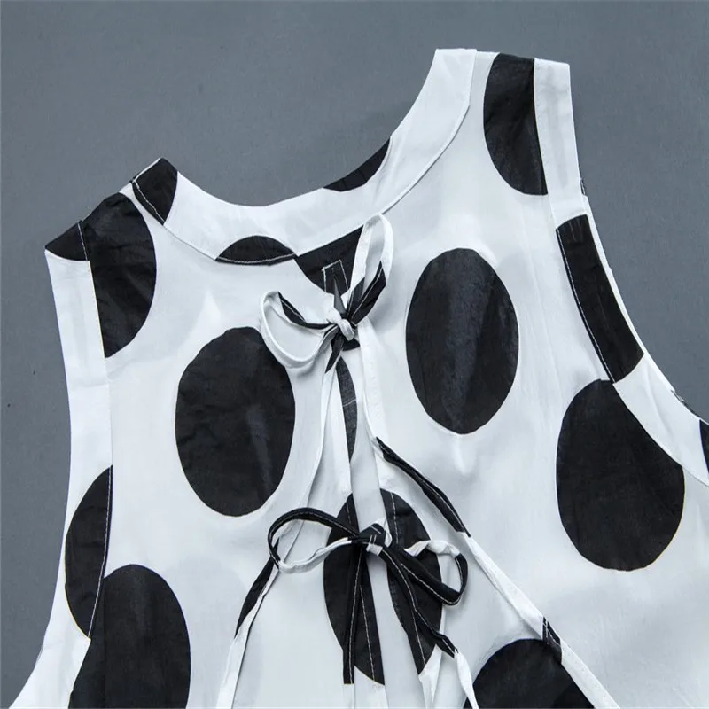 BUYKUD Лето в горошек завязки Пуловеры платья 2018 Для женщин Повседневное с круглым