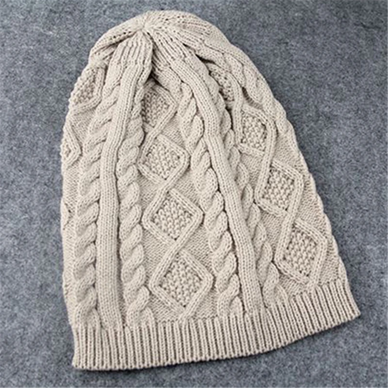 Модная женская и мужская вязаная зимняя теплая шапка плетеный мешковатый берет