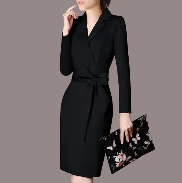 Женское платье с отложным воротником длинным рукавом и поясом|dress plus size|dress sizedress