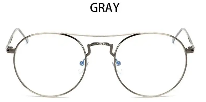 GRAY Круглые прозрачные очки, прозрачные мужские очки, оправа, женские очки, очки для близорукости, очки для нерда, металлическая оправа, Oculos de grau - Цвет оправы: GRAY