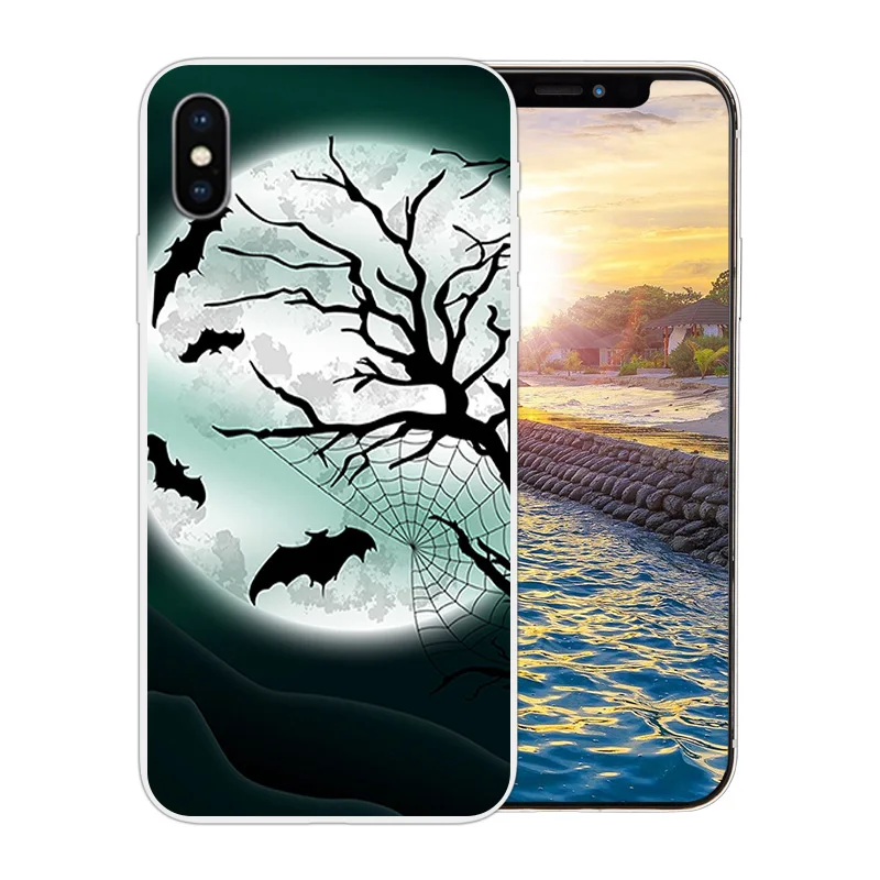 Чехол для Телефона iPhone X 10 Прозрачный мягкий силиконовый чехол Apple 6 6s 7 8 Plus Space Moon с