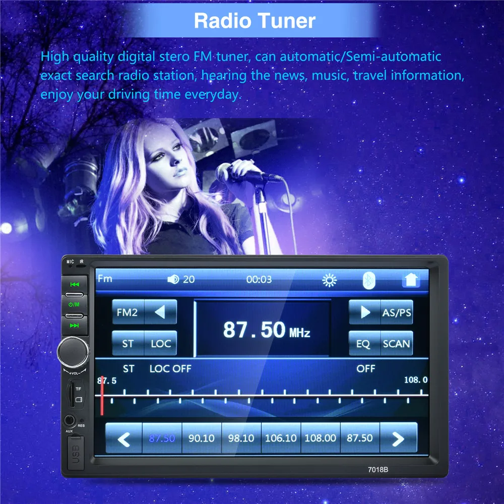 2 DIN 7 ''дюймовый ЖК дисплей сенсорный экран автомобиль радио плеер Поддержка