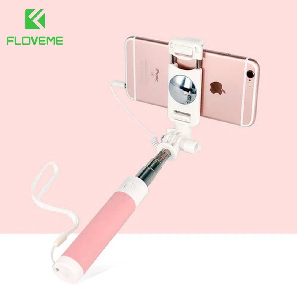 Проводная селфи палка FLOVEME для iPhone 6 6S монопод Huawei Samsung Складная портативная