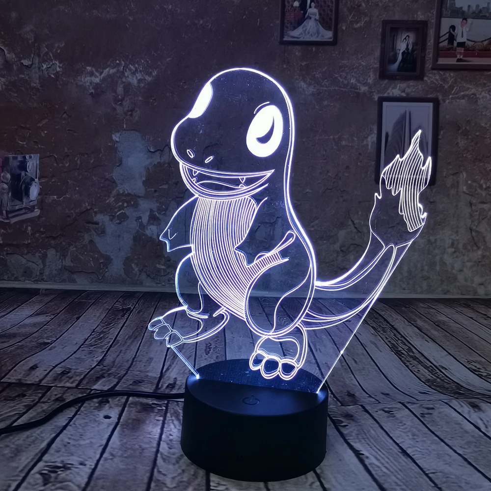 Дропшиппинг 3D Charmander 7 цветов градиент Иллюзия фантазия креативный ночник Покемон