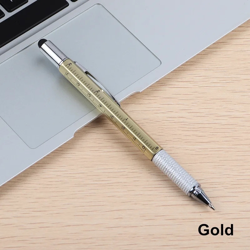Gold 1 шт., 7 цветов, новая многофункциональная отвертка, шариковая ручка, сенсорный экран, металлический Подарочный инструмент, школьные офисные принадлежности, канцелярская ручка - Цвет: Gold