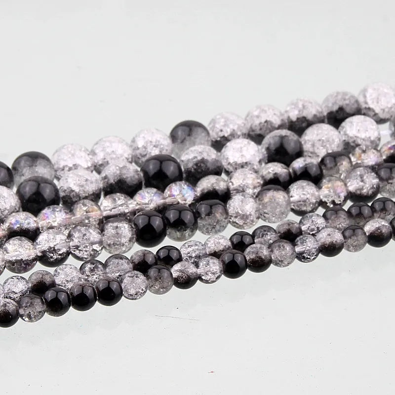 Бусины из натурального камня ручной работы черные треснутые кварцевые