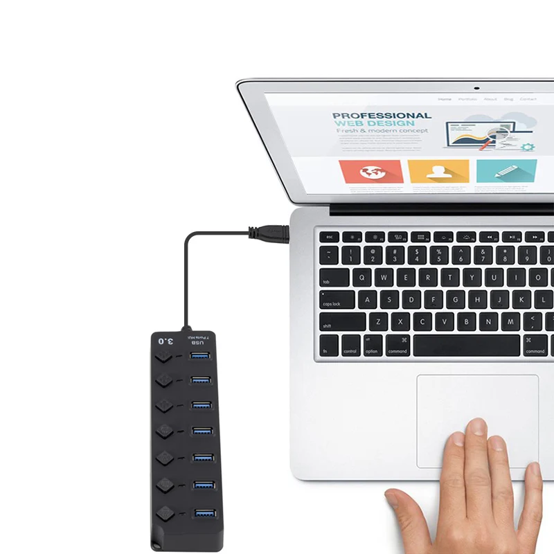 USB 3 0 7 портов концентратор с кнопочным переключателем для передачи данных