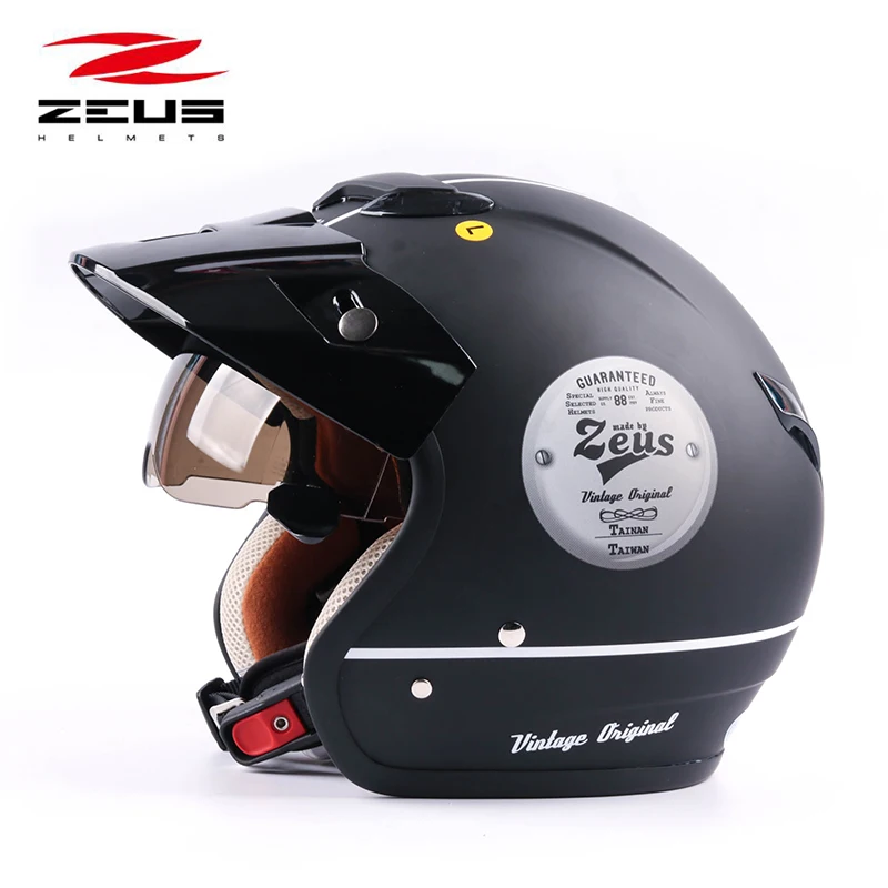 Мотоциклетный шлем ZEUS 382 с открытым лицом защитный для мотоцикла 3/4 в винтажном