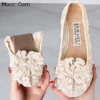 lace ballet flats women flat cloth shoes air mesh slip on loafers summer breathable fashion female casual moccains lady footwear