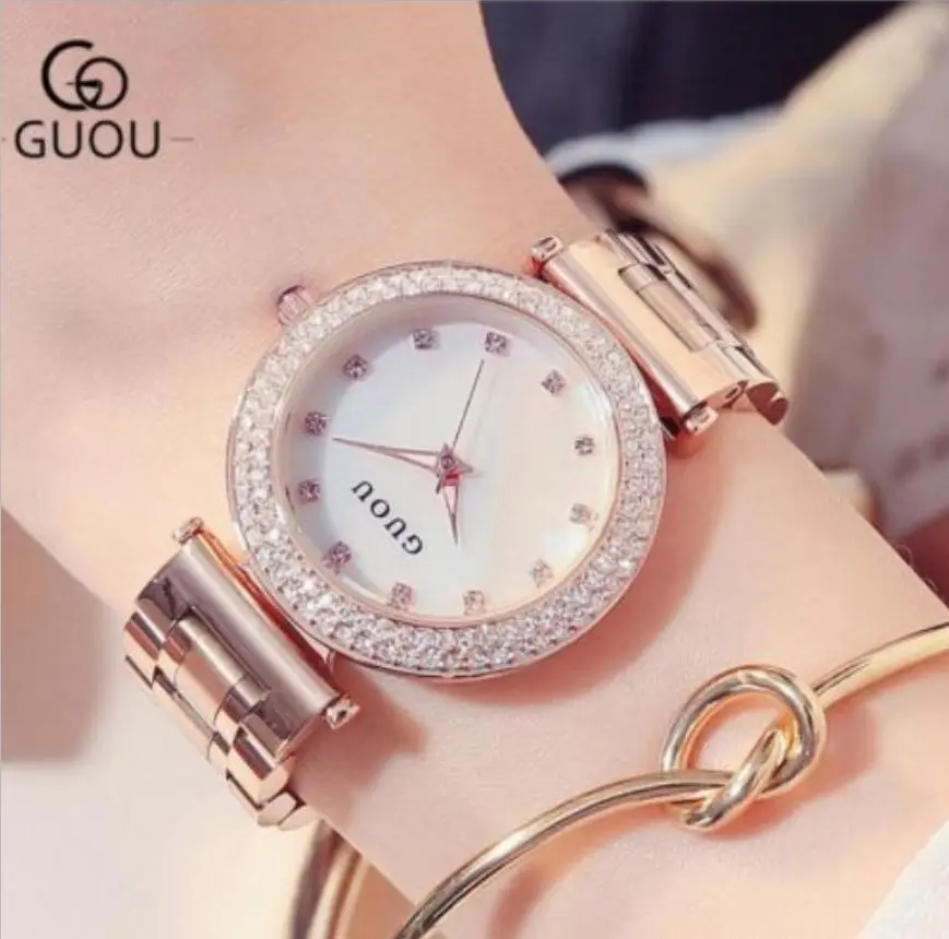 Женские Часы GUOU часы с блестящим бриллиантом розовое золото 2020|watch f|watch fashionwatch for |