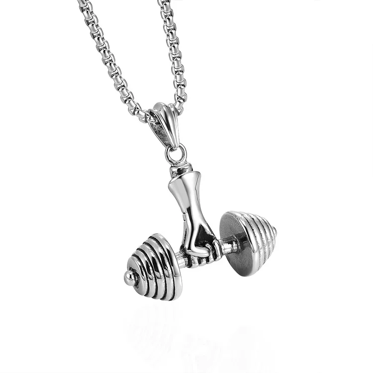 Мужские ювелирные изделия гантели ожерелье мужчины из нержавеющей стали Спорт