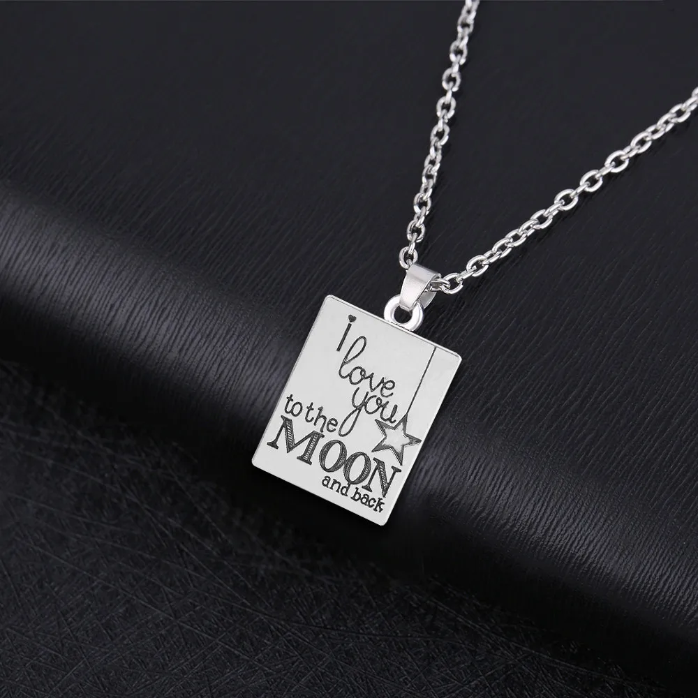LIKGREAT I Love You To The Moon and Back с гравировкой букв квадратное ожерелье кулоном для женщин