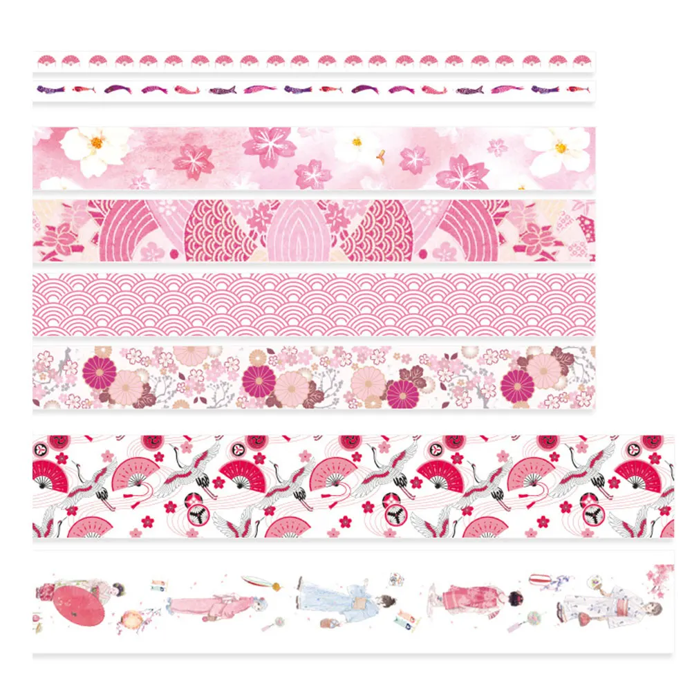 8 Rolls Masking Tape Stickers Retro Scrapbook Stationary Adhesive Handbook Paper DIY Flower Decorations Fresh Label | Игрушки и хобби