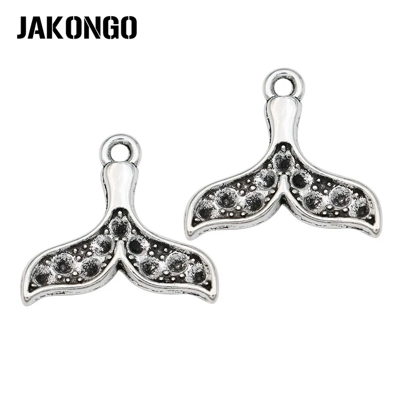 JAKONGO 10 шт. античные посеребренные подвески в виде хвоста русалки Подвески для