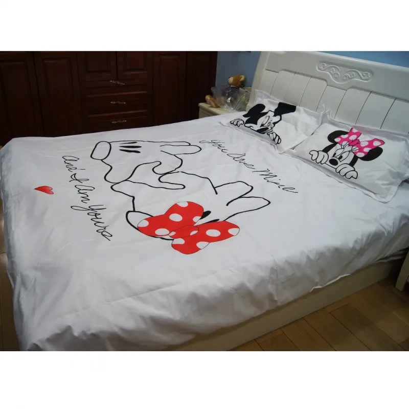 Милый Микки и Минни Маус Мышь 3D печатные комплекты постельного белья для
