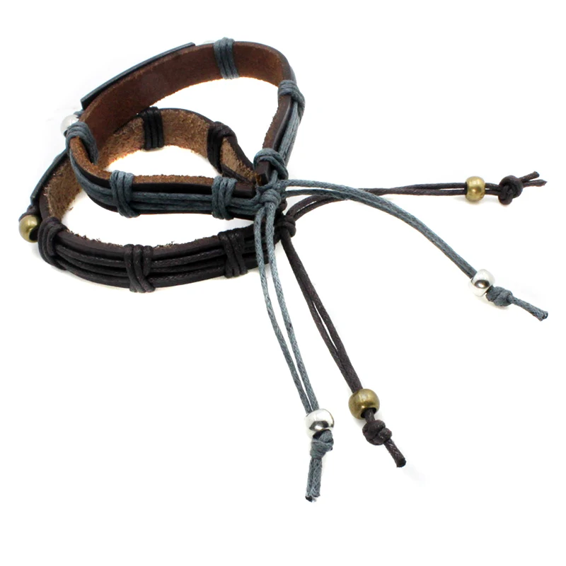 10# Наручный браслет из натуральной кожи с черепом, якорем и модным мужским украшением в коричневом и черном цвете.