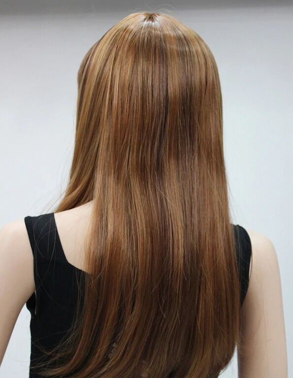 Отлично коричневый + рыжий длинные прямые женщин дамы парик USPS доставка 150322 |
